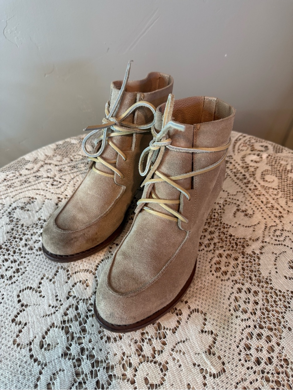 rag & bone Beige Suede Lace-Up Ankle Boots